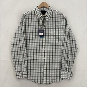 Croft & Barrow Shirt Mens Large White Plaid Long Sleeve True Comfort Stretch NWT